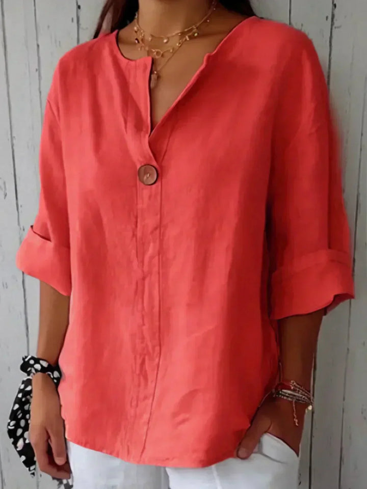 SABRINA – TUMMY COVERING V-NECK BLOUSE