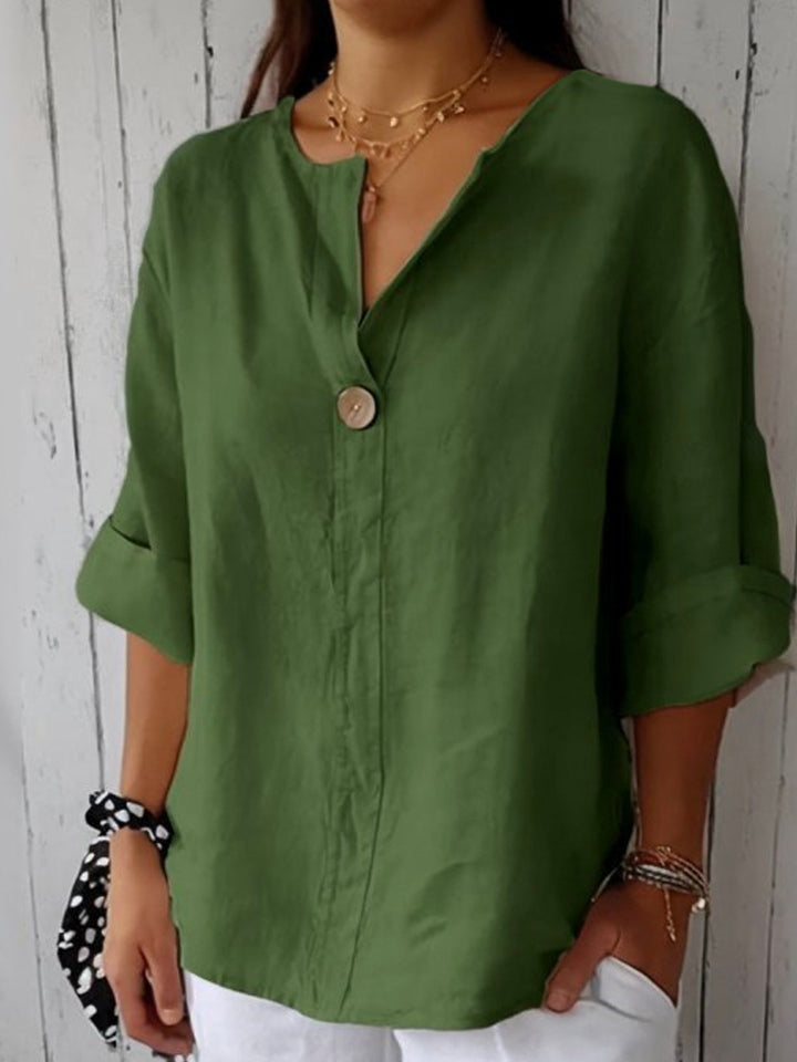 SABRINA – TUMMY COVERING V-NECK BLOUSE