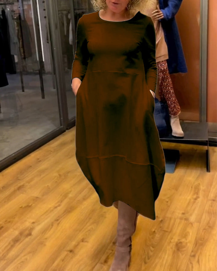 Clara™ Midi Autumn Dress with Pockets