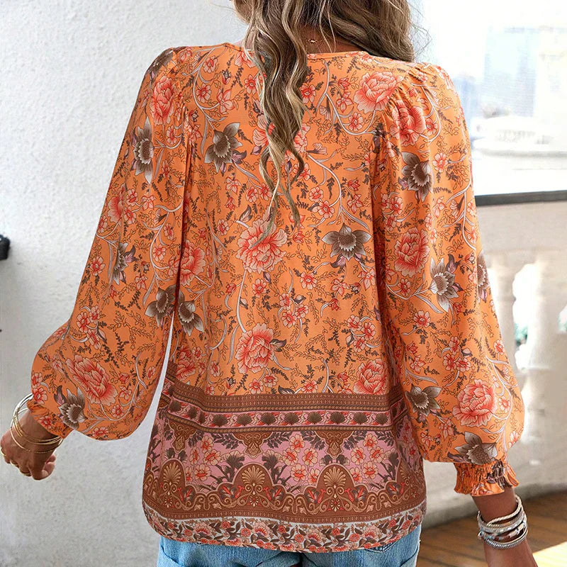 JUDY™ - CUTE V-NECK FLORAL BLOUSE