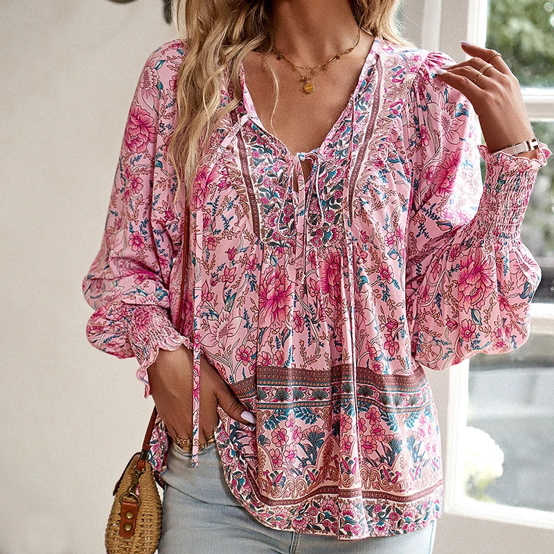 JUDY™ - CUTE V-NECK FLORAL BLOUSE