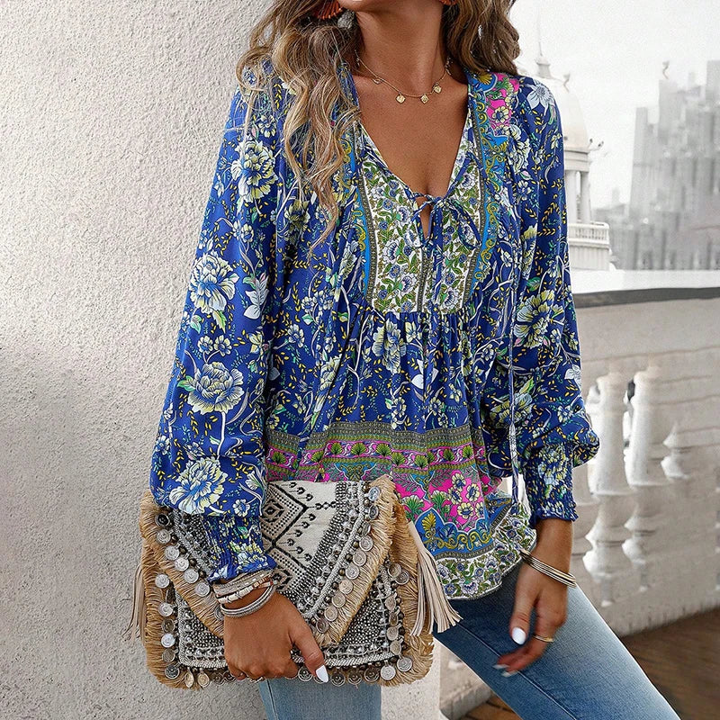 JUDY™ - CUTE V-NECK FLORAL BLOUSE