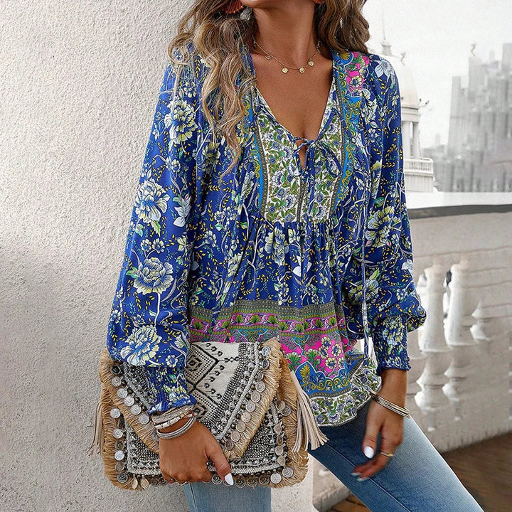 JUDY™ - CUTE V-NECK FLORAL BLOUSE
