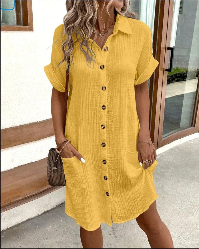 Renata™ - Oversized Polo Dress in Woven Fabric