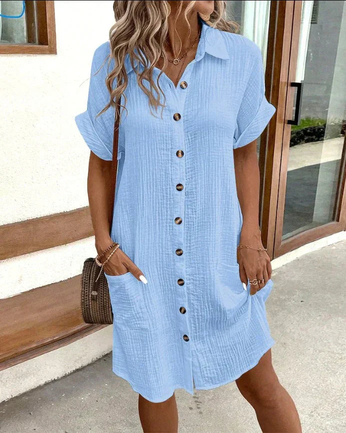 Renata™ - Oversized Polo Dress in Woven Fabric