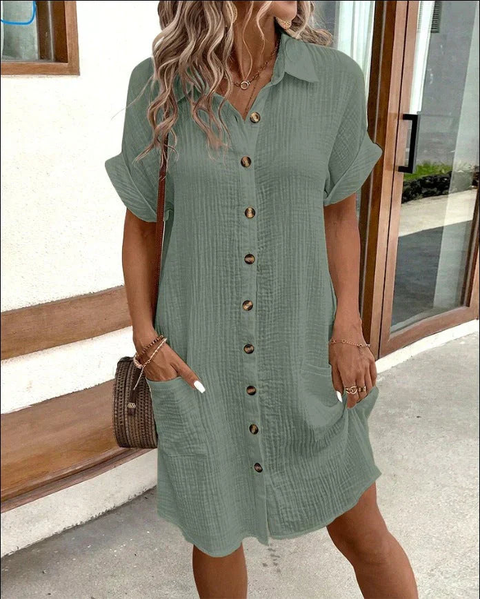 Renata™ - Oversized Polo Dress in Woven Fabric