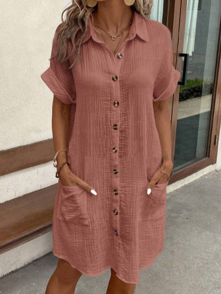 Renata™ - Oversized Polo Dress in Woven Fabric