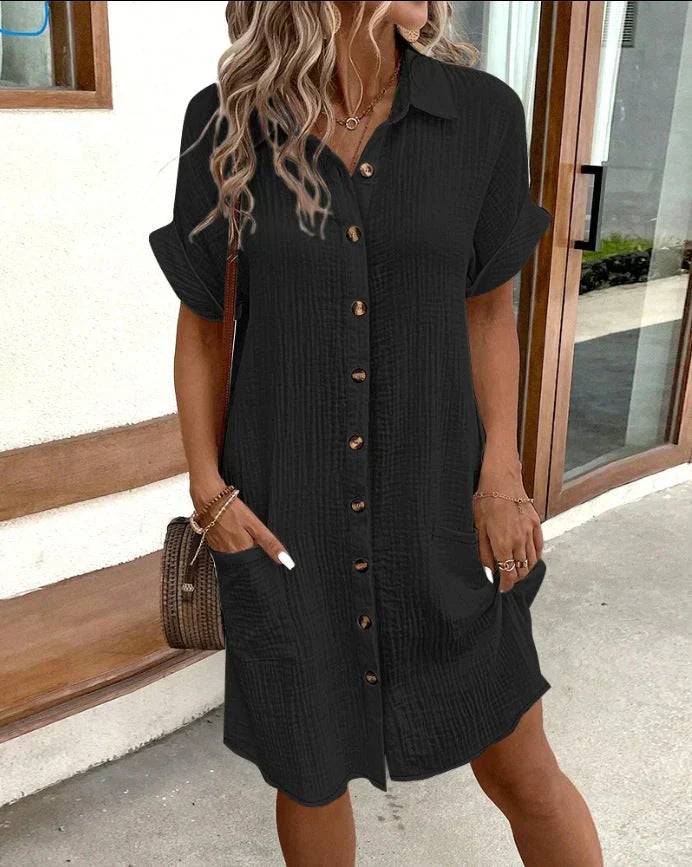 Renata™ - Oversized Polo Dress in Woven Fabric