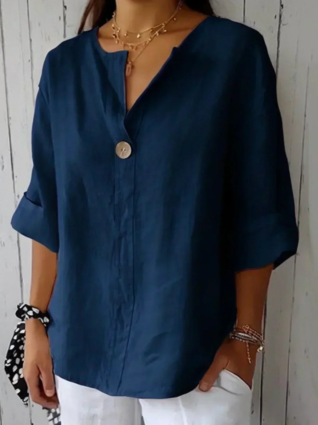 SABRINA – TUMMY COVERING V-NECK BLOUSE